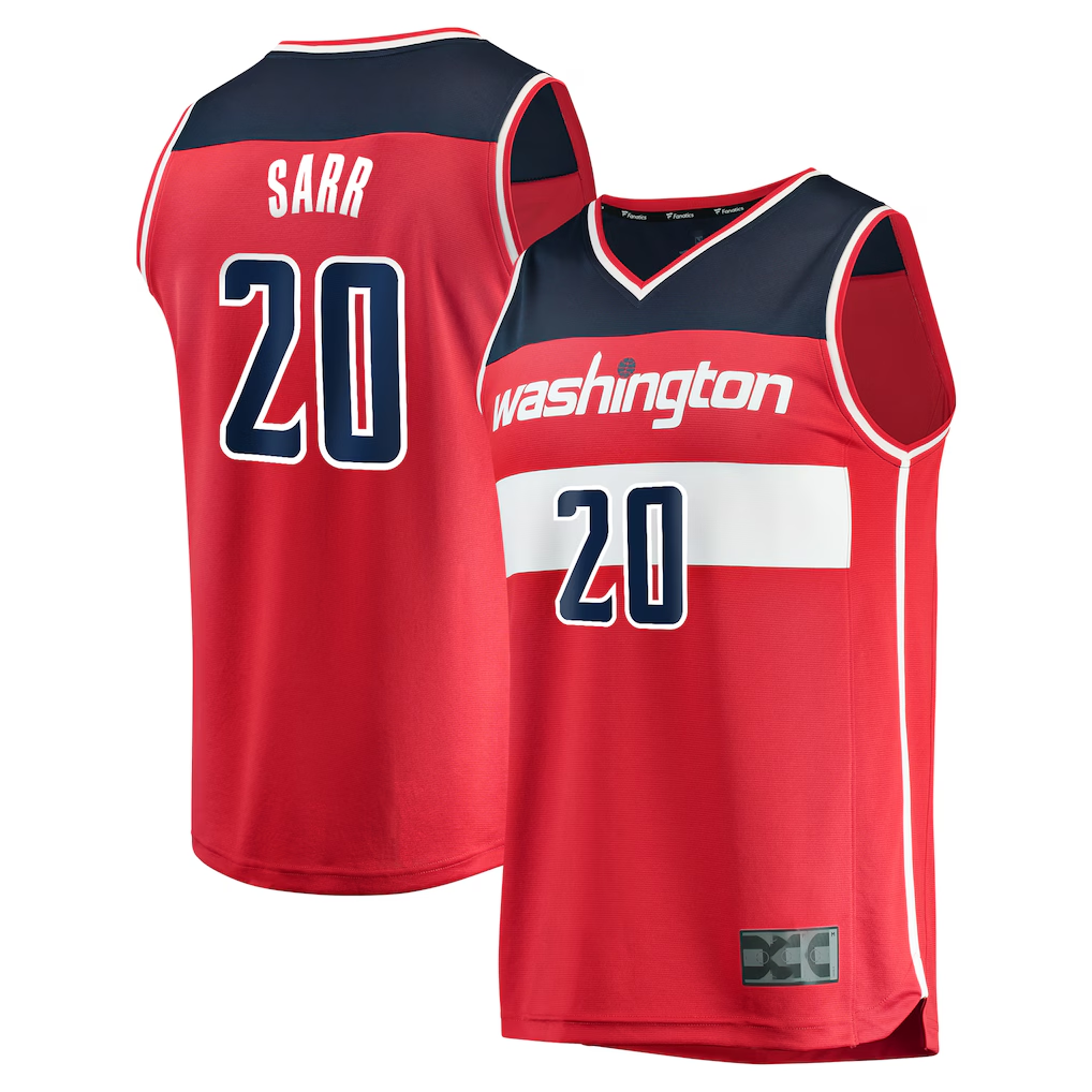 CBdoa W.Wizards #20 Alexandre Sarr Red Fast Break Replica Player Jerseys - Icon Edition