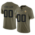 Custom M.Vikings Olive Salute To Service Limited Any Name & Numbers CBdoa Stitched Jerseys