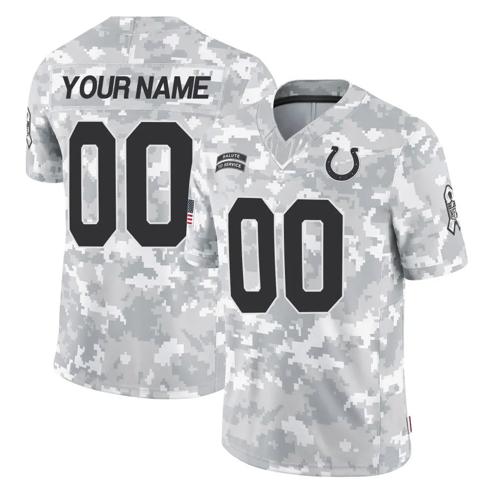 Custom IN.Colts Arctic Camo Salute To Service Limited Game Any Name & Numbers CBdoa Stitched Jerseys