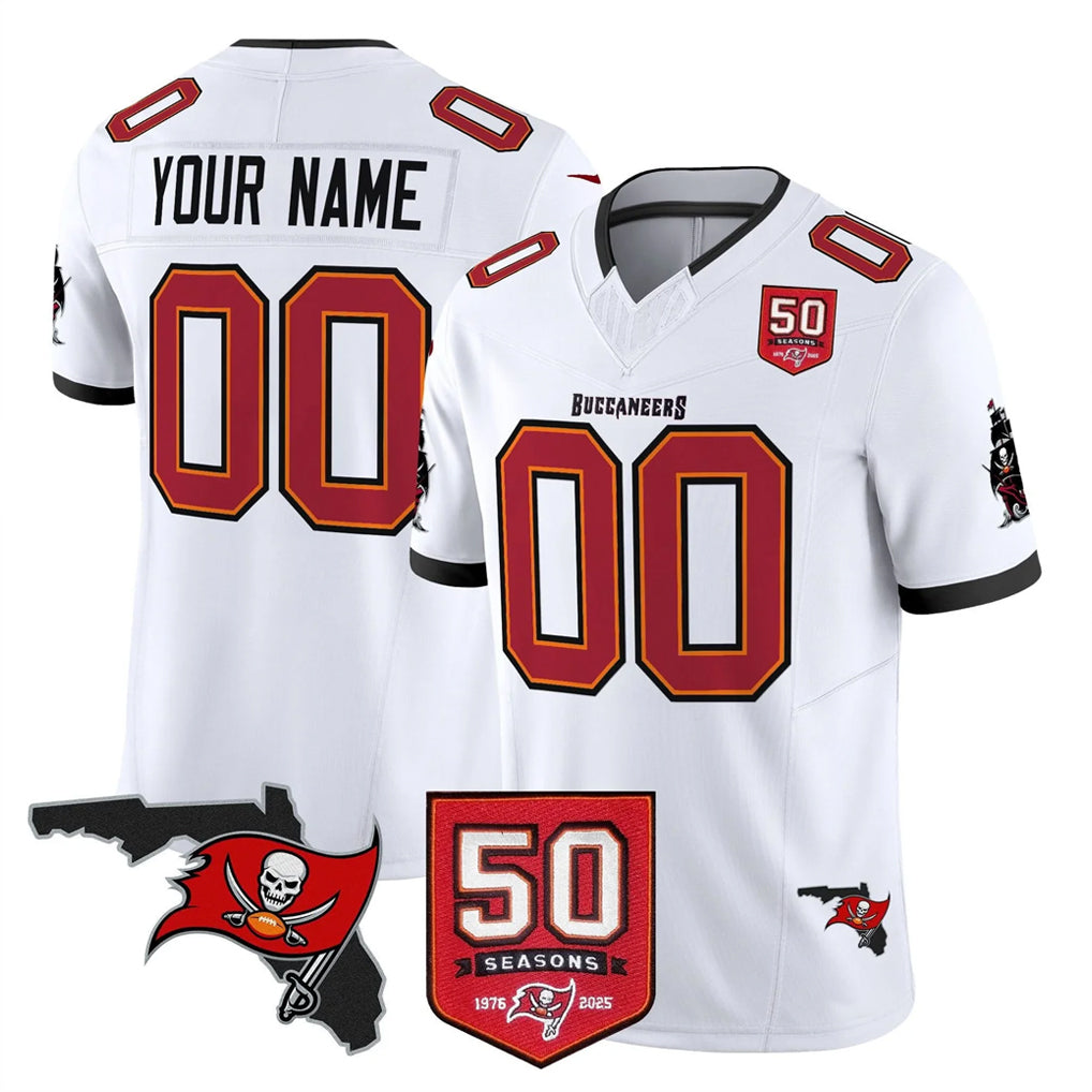 Custom TB.Buccaneers White Limited 2026 Season Vapor F.U.S.E. Home Game Any Name & Numbers CBdoa Stitched Jerseys