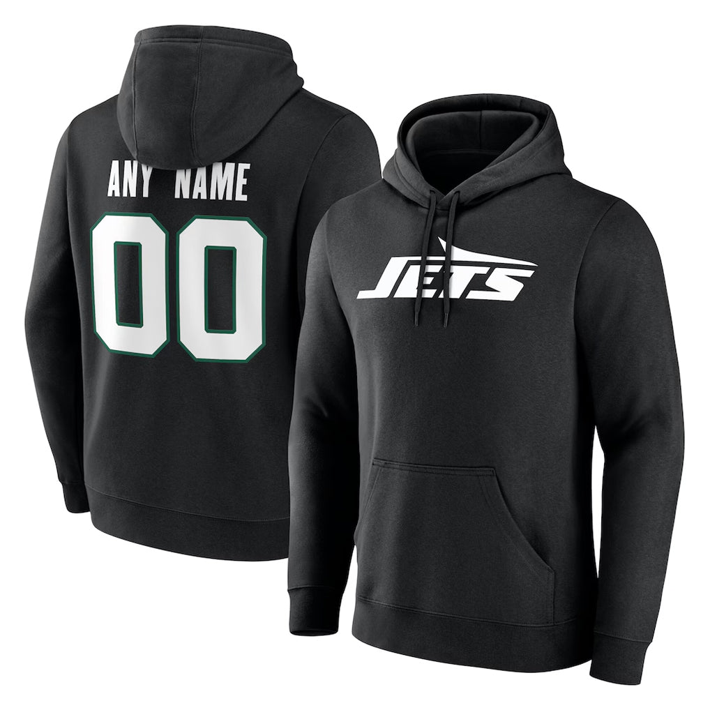 Custom NY.Jets Black LOGO Pullover Hoodies Limited Game Any Name & Numbers CBdoa Stitched Jerseys