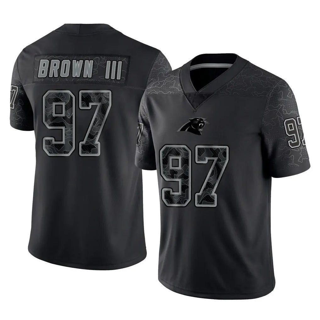 C.Panthers #97 Bobby Brown III Player Black Limited Reflective Game CBdoa Stitched Jerseys