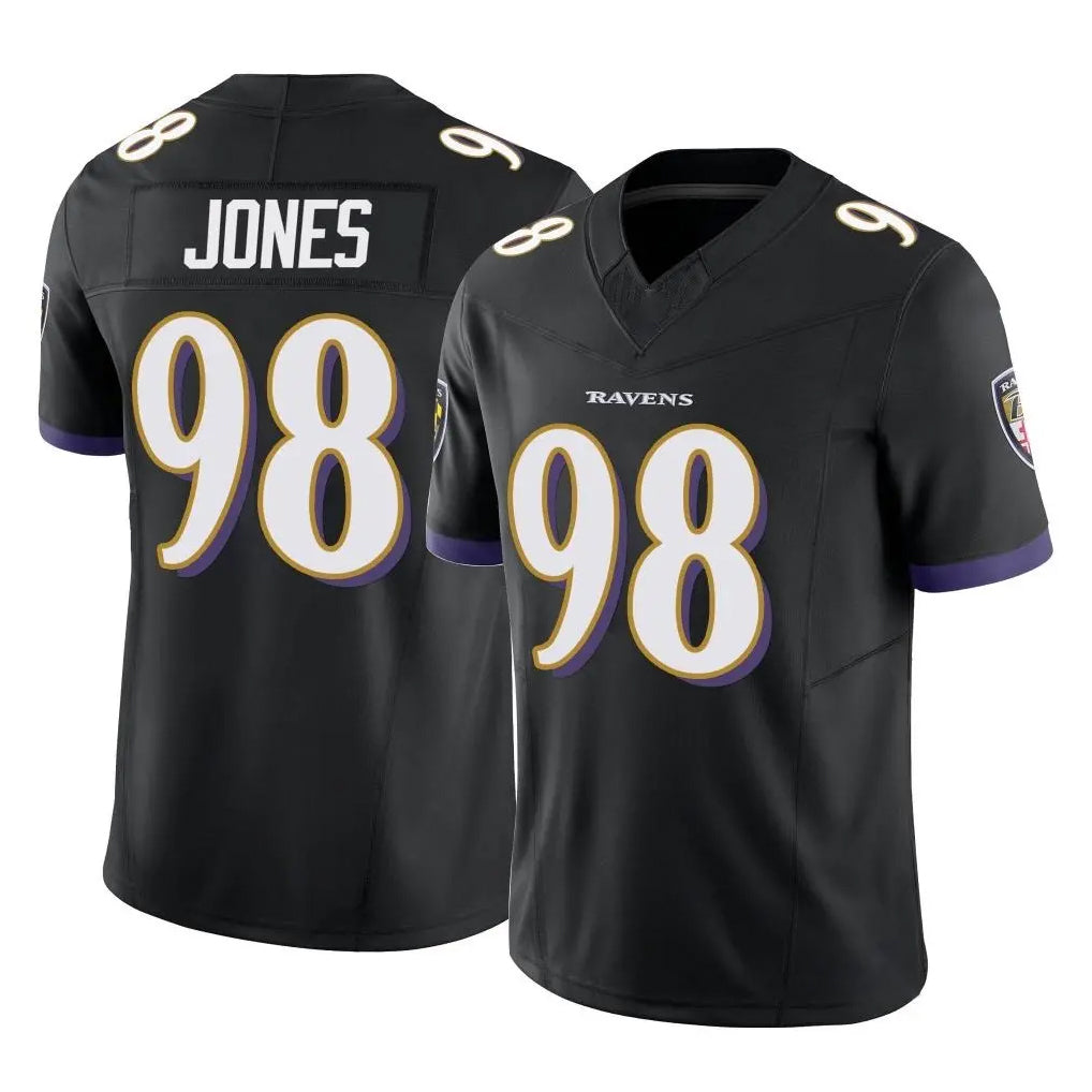 B.Ravens #98 Travis Jones Player Black Vapor F.U.S.E. Limited CBdoa Stitched Jerseys