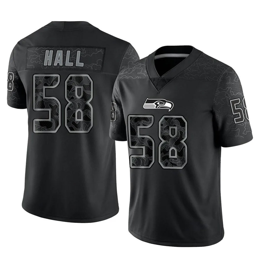 S.Seahawks #58 Derick Hall Player Black Limited Reflective Home Game CBdoa Stitched Jerseys