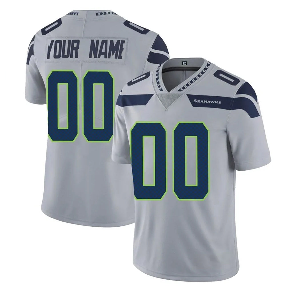 Custom S.Seahawks Gray Limited Vapor Untouchable Home Game Any Name & Numbers CBdoa Stitched Jerseys