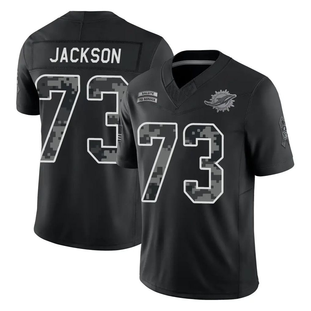 M.Dolphins #73 Austin Jackson Player Black Limited 2026 Salute to Service Home Game CBdoa Stitched Jerseys