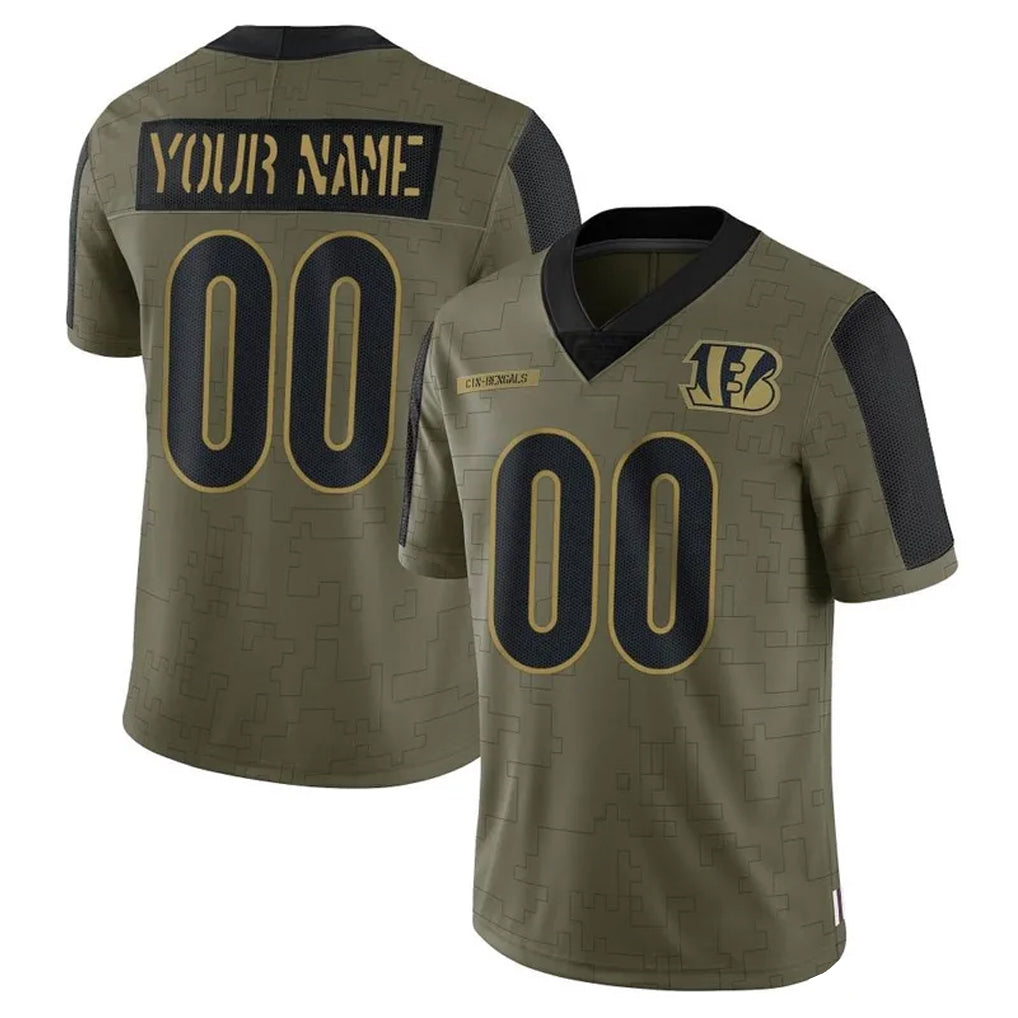 Custom C.Bengals Olive Salute to Service Game Any Name & Numbers CBdoa Stitched Jerseys