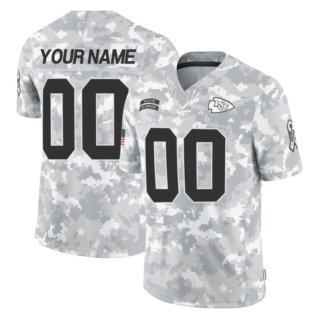 Custom KC.Chiefs Arctic Camo Salute To Service Limited Game Any Name & Numbers CBdoa Stitched Jerseys