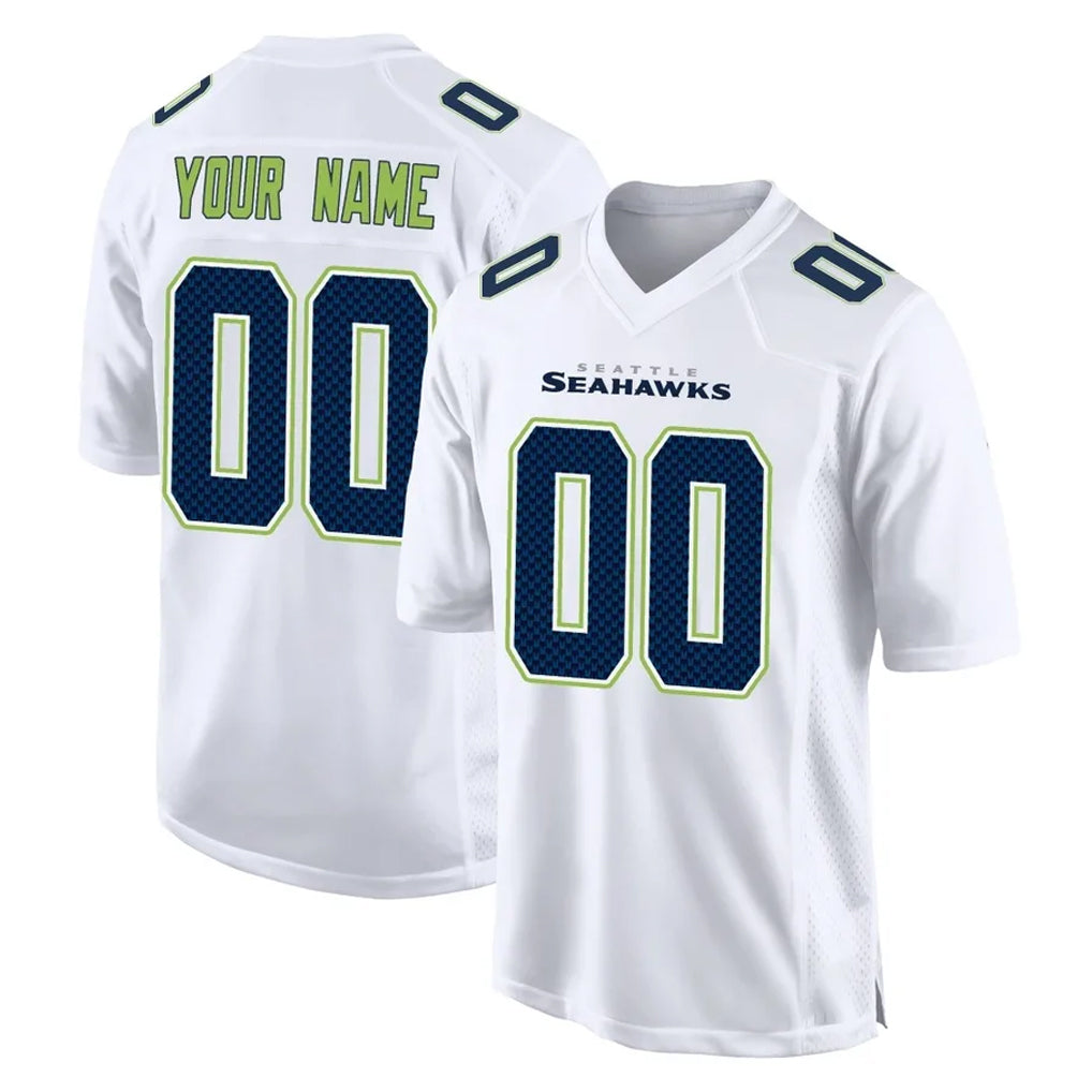 Custom S.Seahawks White Tundra Fashion Home Game Any Name & Numbers CBdoa Stitched Jerseys