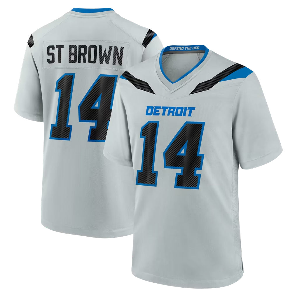 D.Lions #14 Amon-Ra St. Brown Player Silver 2026 Rivalries Collection Home Game CBdoa Stitched Jerseys