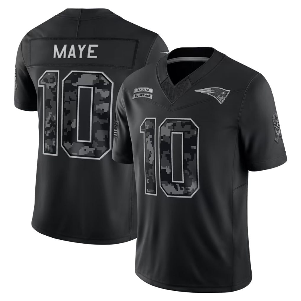 CBdoa NE.Patriots #10 Drake Maye Player Black Limited 2026 Salute to Service Home Game Stitched Jerseys