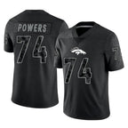 D.Broncos #74 Ben Powers Player Black Reflective Limited CBdoa Stitched Jerseys