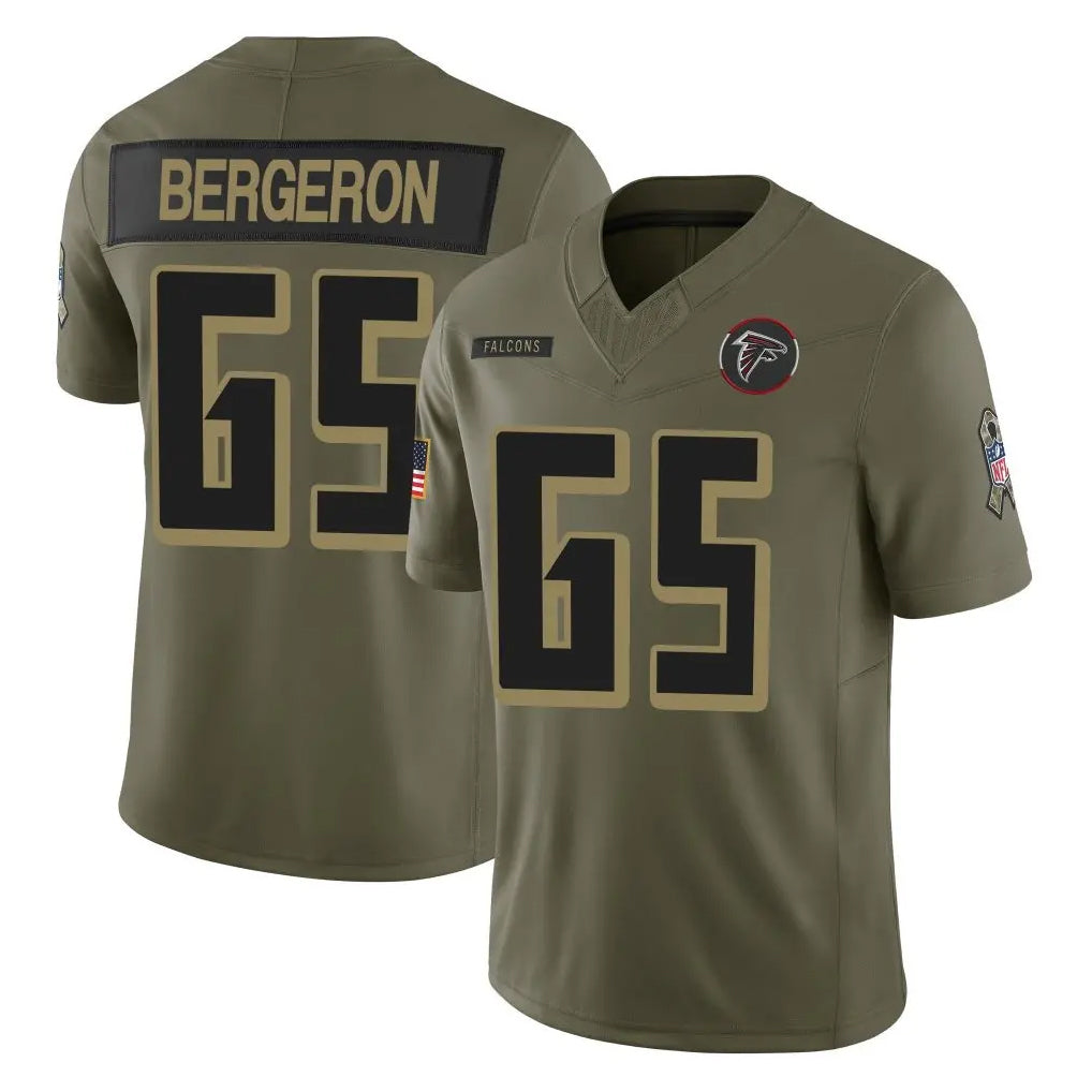 A.Falcons #65 Matthew Bergeron Player Olive Salute To Service Limited Home Game CBdoa Stitched Jerseys