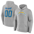 Custom LA.Chargers Gray LOGO Pullover Hoodies Home Game Any Name & Numbers CBdoa Stitched Jerseys