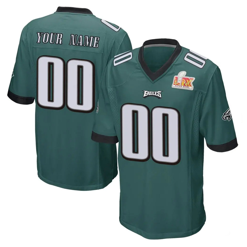 Custom P.Eagles Team Color Green Super Bowl LIX Home Game Any Name & Numbers CBdoa Stitched Jerseys