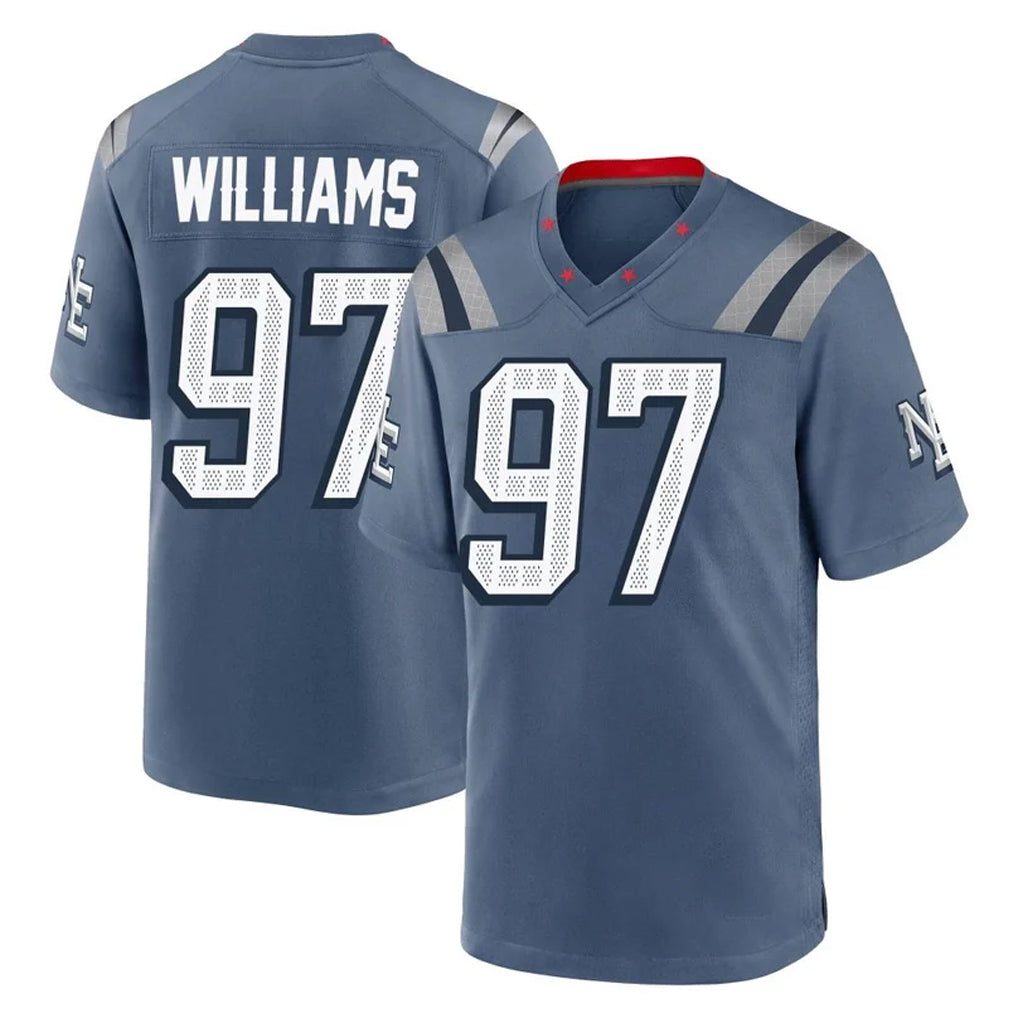 NE.Patriots #97 Milton Williams Player Blue Rivalries Collection Home Game CBdoa Stitched Jerseys