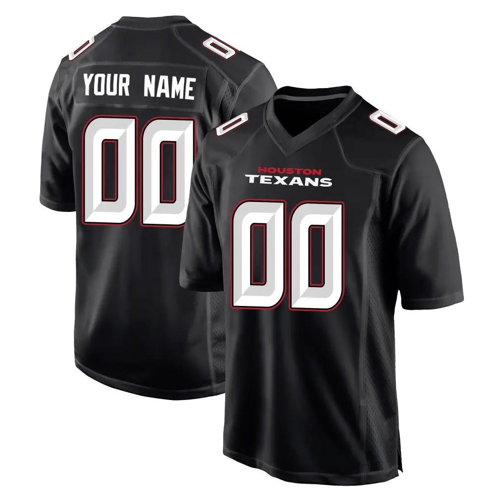 Custom H.Texans Carbon Black Fashion Home Game Any Name & Numbers CBdoa Stitched Jerseys