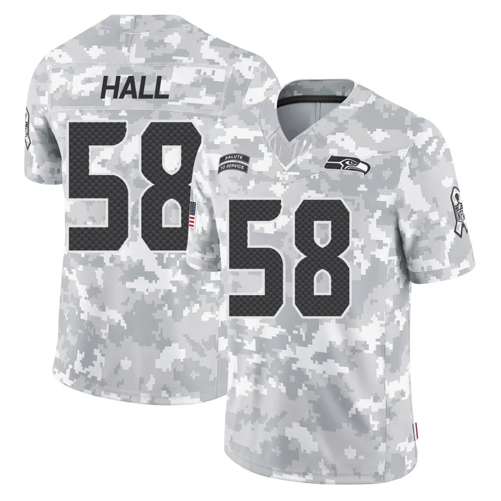 S.Seahawks #58 Derick Hall Player Arctic Camo Limited Salute To Service Home Game CBdoa Stitched Jerseys