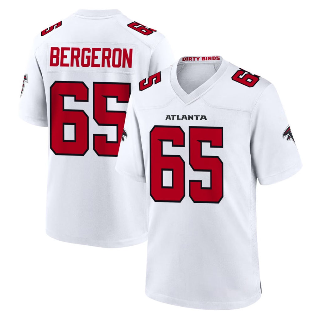 A.Falcons #65 Matthew Bergeron Player White Team Color Home Game CBdoa Stitched Jerseys