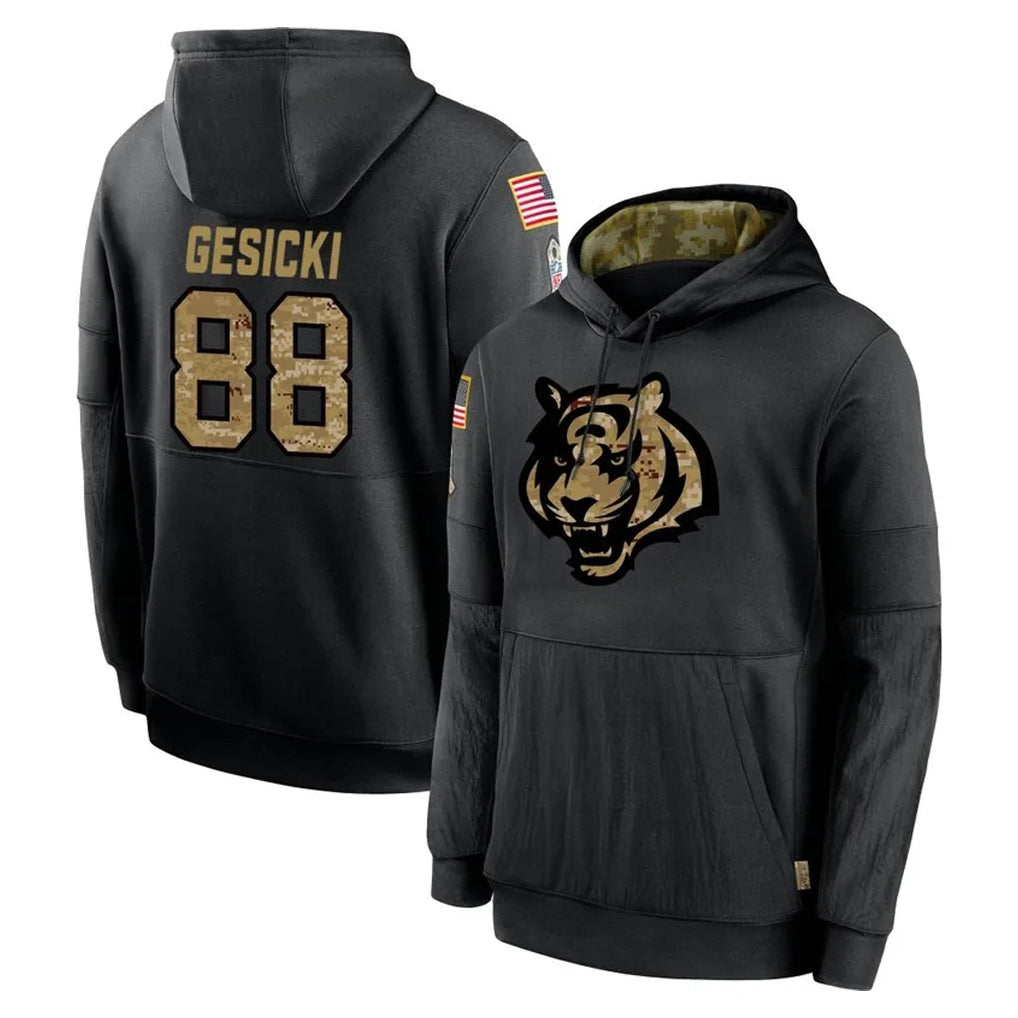 C.Bengals #88 Mike Gesicki Player Black Salute to Service Pullover Hoodies Limited CBdoa Stitched Jerseys