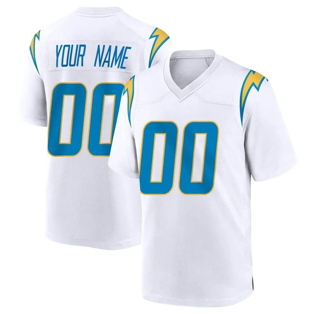 Custom LA.Chargers White Home Game Any Name & Numbers CBdoa Stitched Jerseys