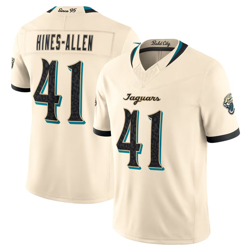 J.Jaguars #41 Josh Hines-Allen Player Natural Limited 2026 Rivalries Collection Game CBdoa Stitched Jerseys