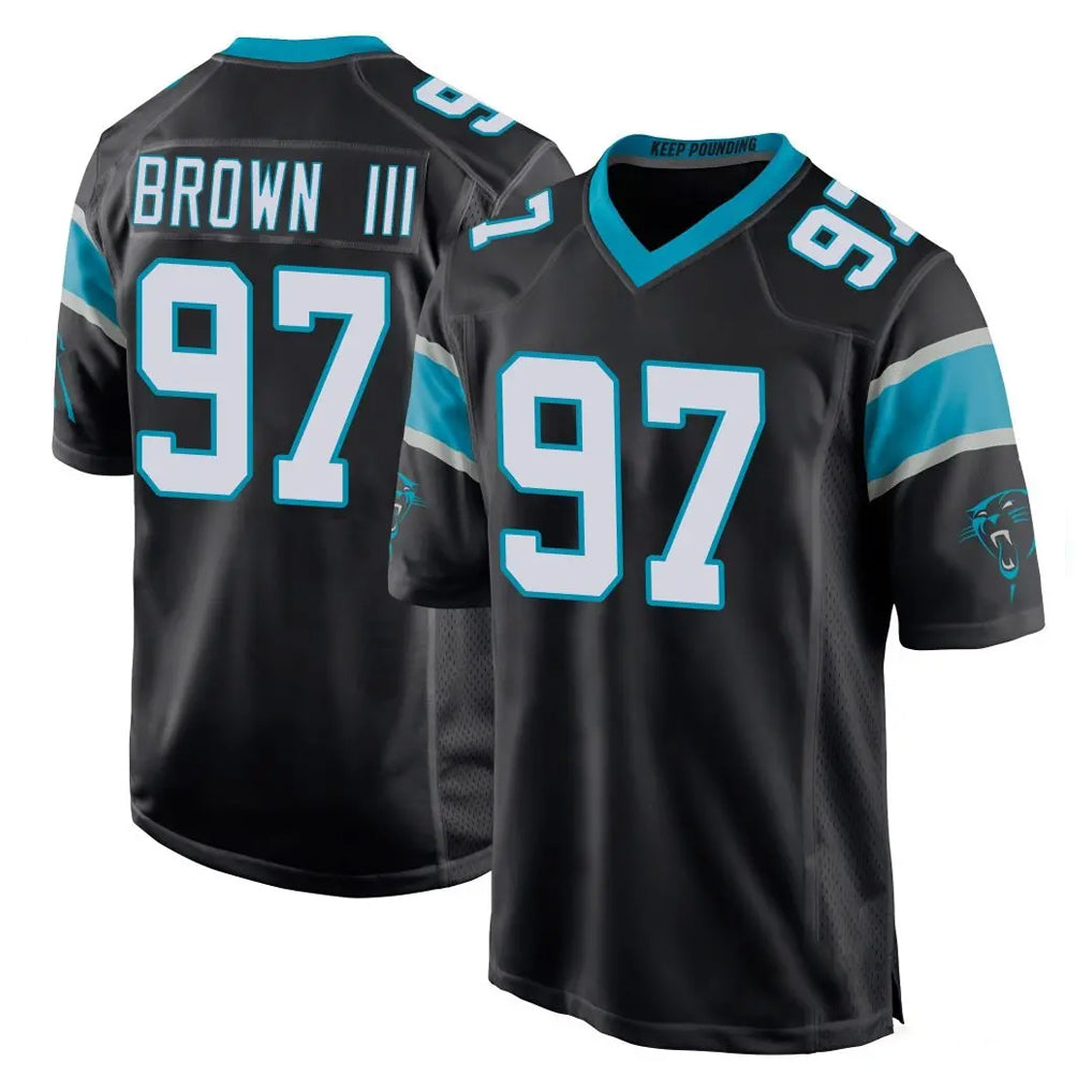 C.Panthers #97 Bobby Brown III Player Black Home Game CBdoa Stitched Jerseys