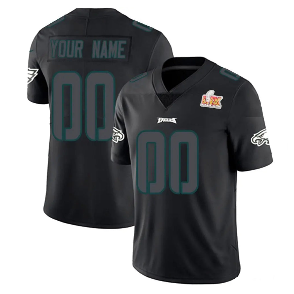 Custom P.Eagles Limited Black Impact Super Bowl LIX Home Game Any Name & Numbers CBdoa Stitched Jerseys