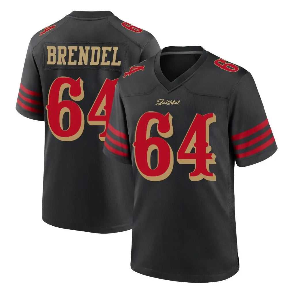 SF.49ers #64 Jake Brendel Player Black Rivalries Collection Home Game CBdoa Stitched Jerseys