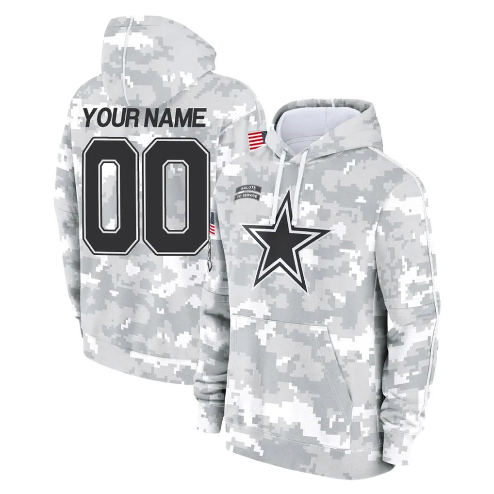 Custom D.Cowboys Arctic Camo Salute to Service Hoodies Limited Game Any Name & Numbers CBdoa Stitched Jerseys