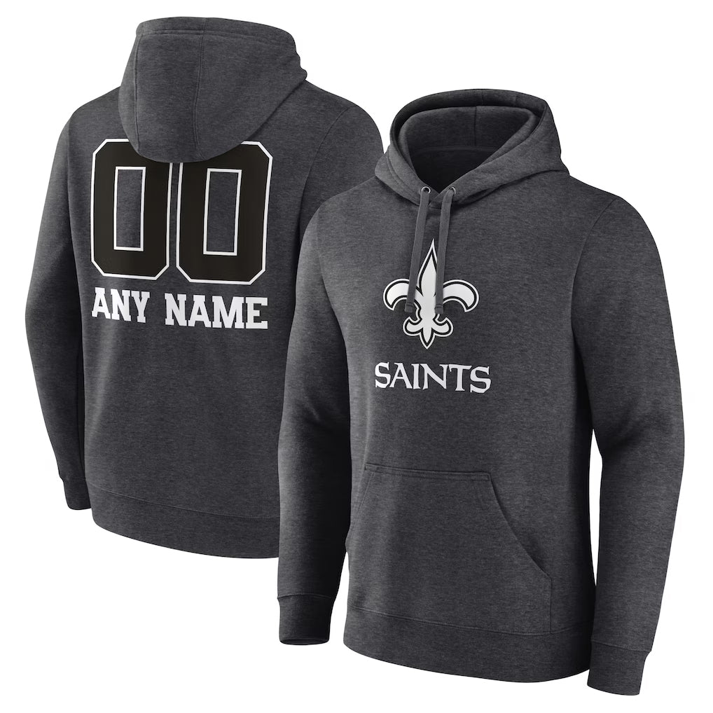 Custom NO.Saints Gray Pullover Hoodies Limited Any Name & Numbers  CBdoa Stitched Jerseys