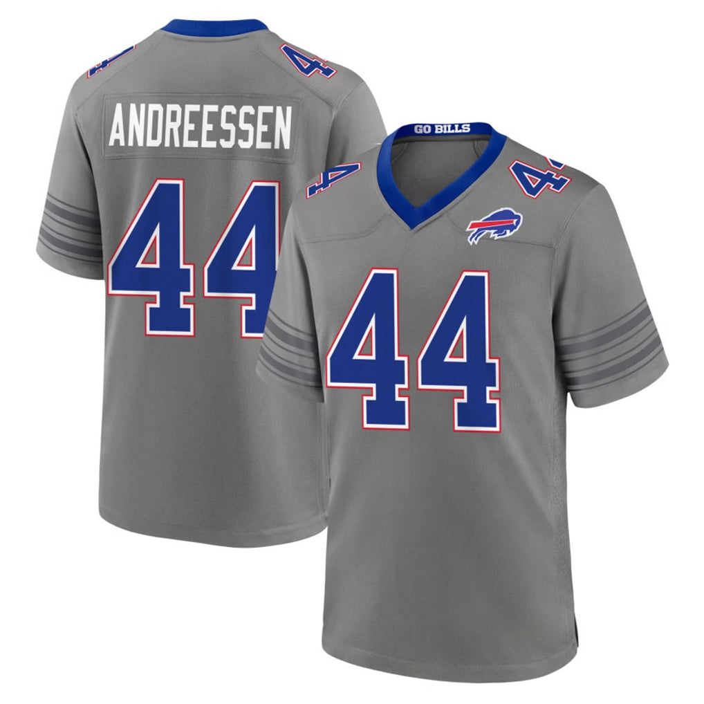 B.Bills #44 Joe Andreessen Player Gray Nickel City Home Game CBdoa Stitched Jerseys