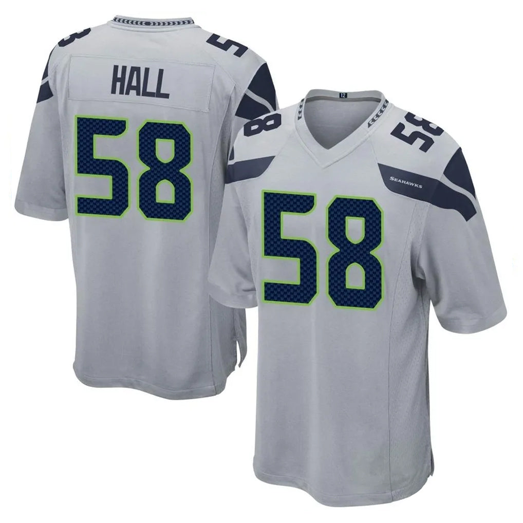 S.Seahawks #58 Derick Hall Player Gray Home Game CBdoa Stitched Jerseys