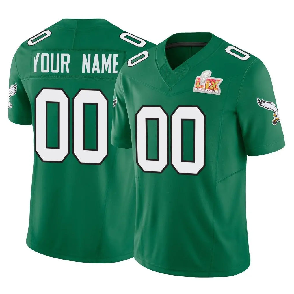 Custom P.Eagles Green Kelly Alternate Vapor F.U.S.E. Super Bowl LIX Home Game Any Name & Numbers CBdoa Stitched Jerseys