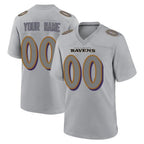 Custom B.Ravens Gray Replica Game Any Name & Numbers CBdoa Stitched Jerseys