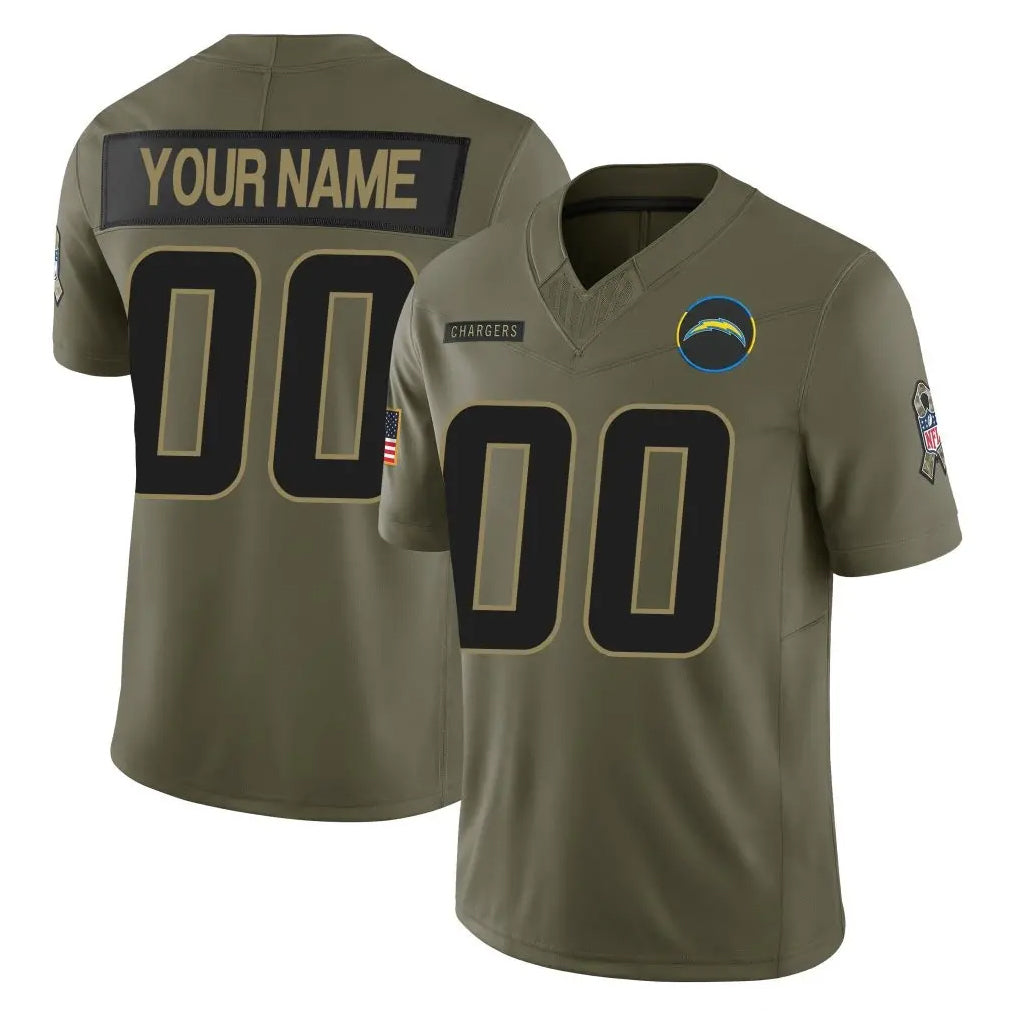 Custom LA.Chargers Olive 2025 Salute To Service Limited Game Any Name & Numbers CBdoa Stitched Jerseys