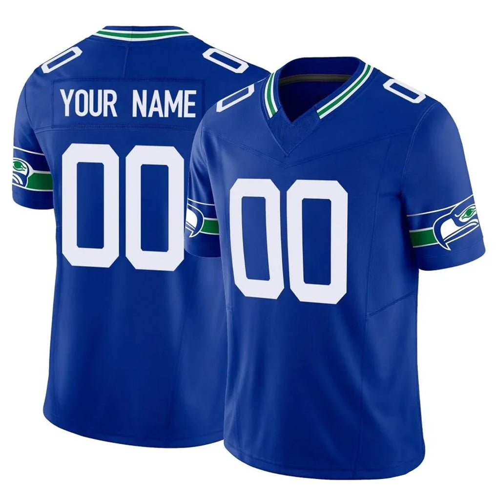 Custom S.Seahawks Royal Limited Throwback Vapor F.U.S.E. Home Game Any Name & Numbers CBdoa Stitched Jerseys