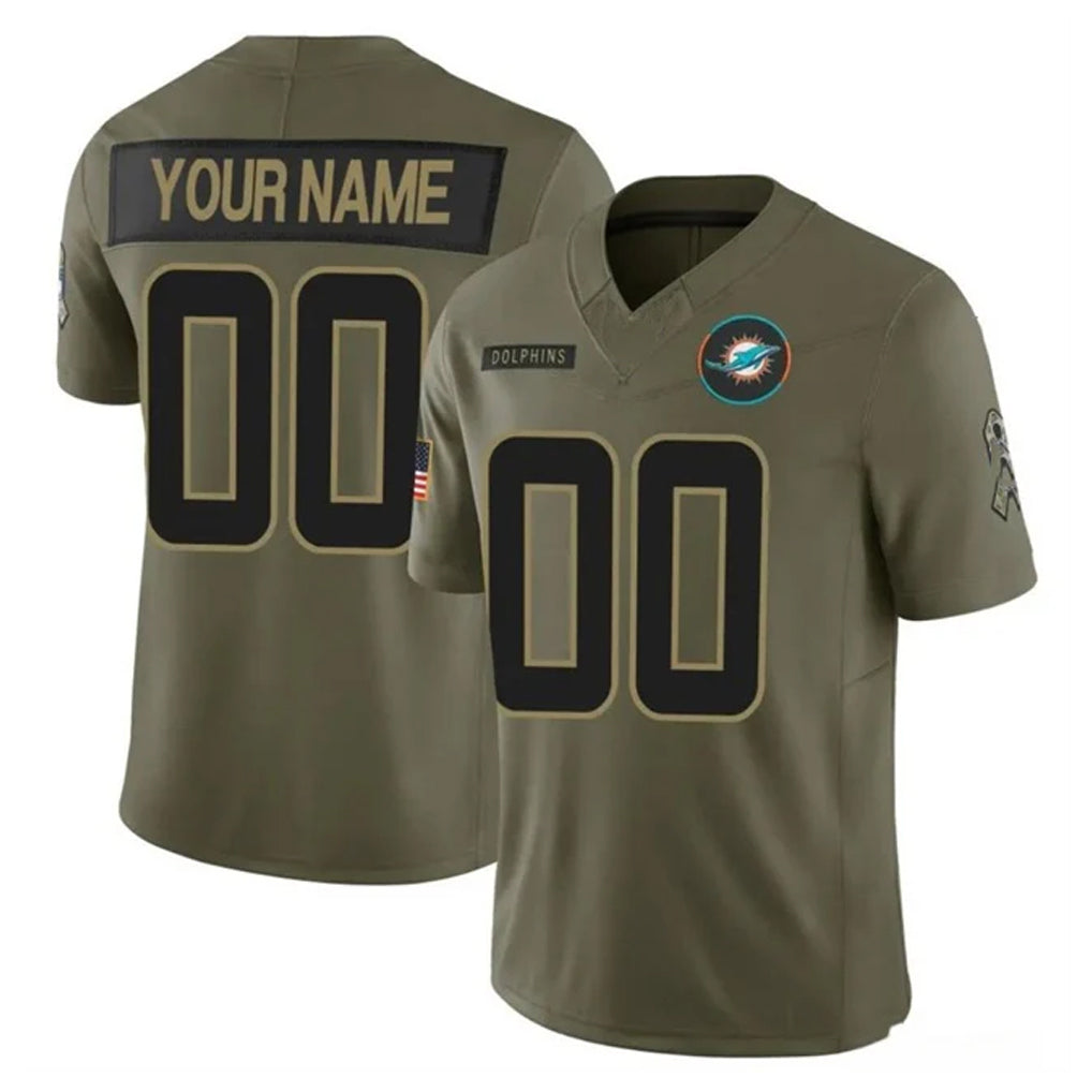 Custom M.Dolphins Olive 2025 Salute To Service Limited Game Any Name & Numbers CBdoa Stitched Jerseys