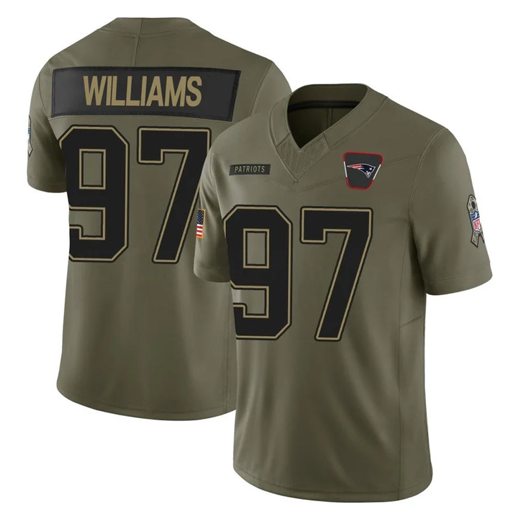 NE.Patriots #97 Milton Williams Player Olive 2025 Salute To Service Limited CBdoa Stitched Jerseys