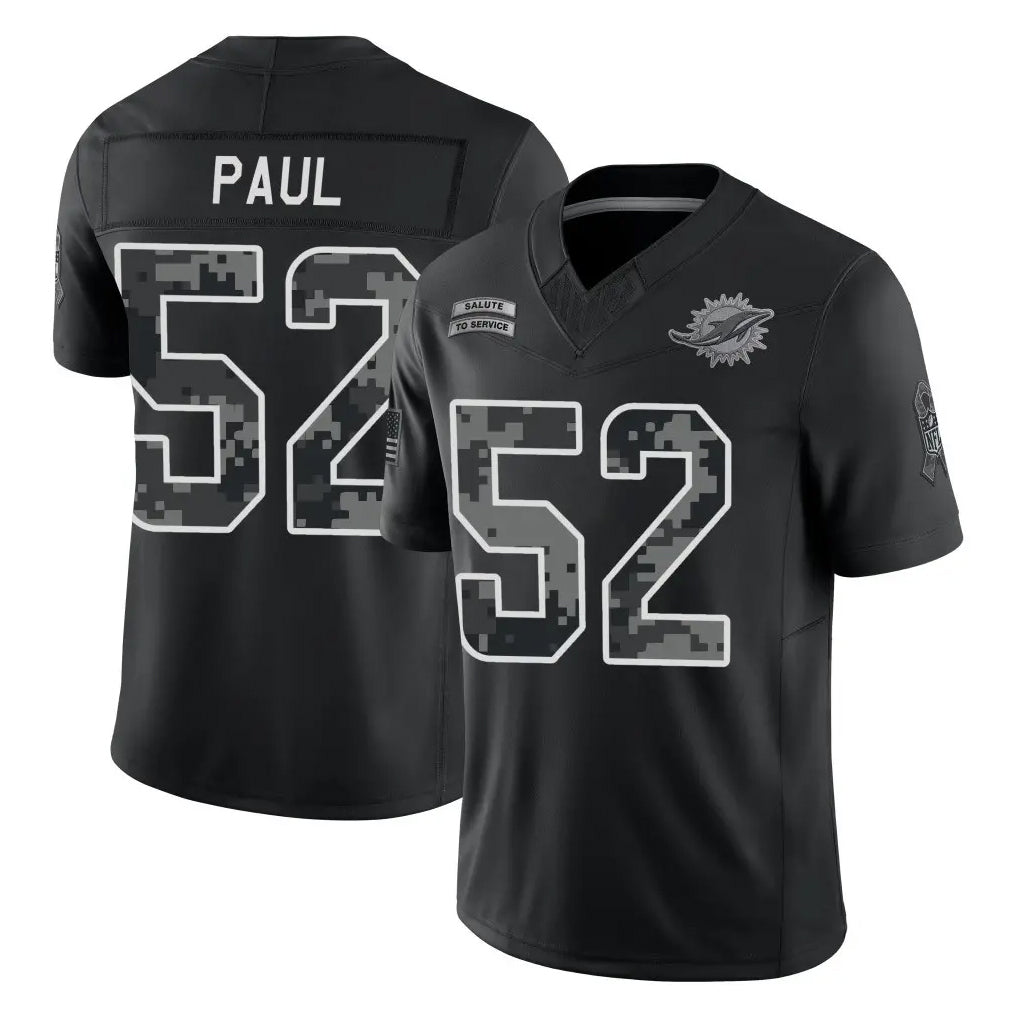 M.Dolphins #52 Patrick Paul Player Black Limited 2026 Salute to Service Home Game CBdoa Stitched Jerseys