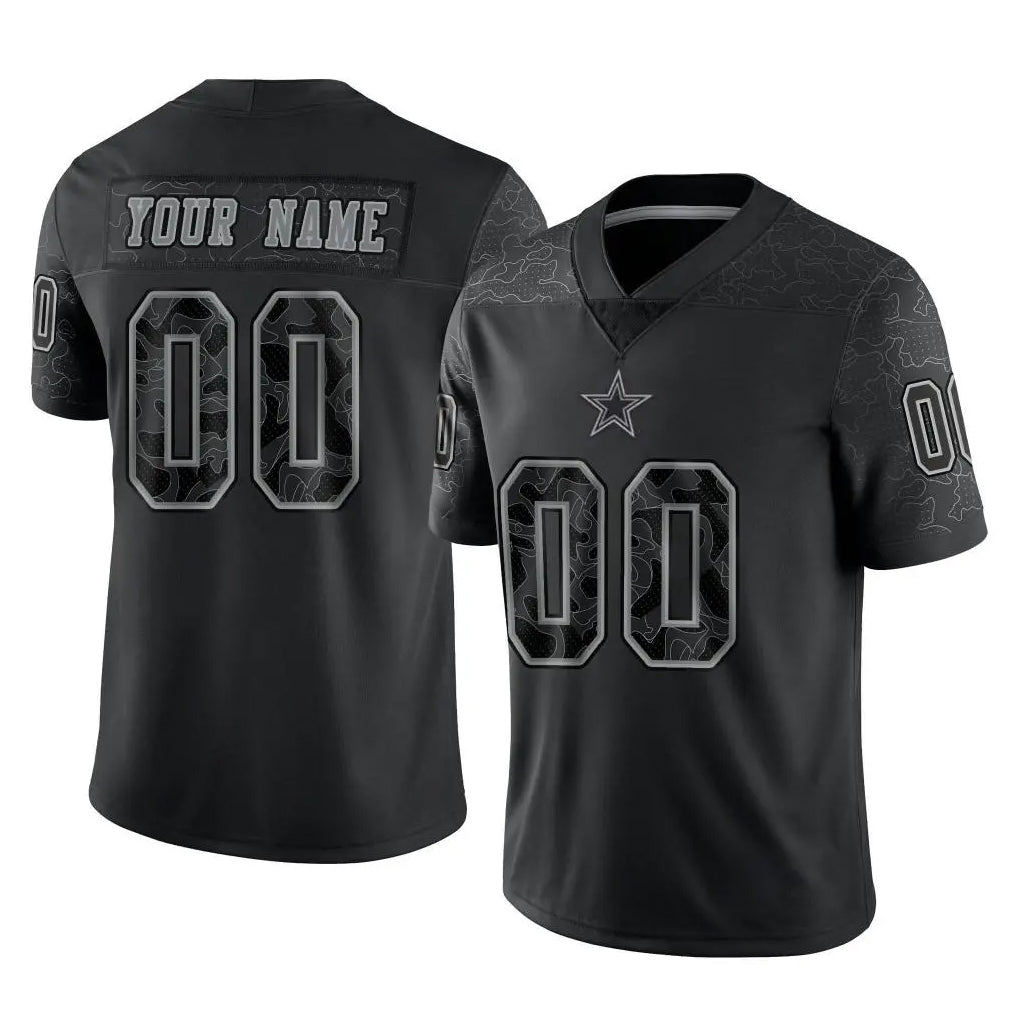 Custom D.Cowboys Black Limited Reflective Home Game Any Name & Numbers CBdoa Stitched Jerseys