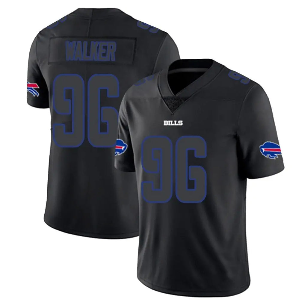 B.Bills #96 Deone Walker Player Black Impact Limited Home Game CBdoa Stitched Jerseys