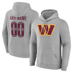 Custom W.Commanders Gray LOGO Pullover Hoodies Game Any Name & Numbers CBdoa Stitched Jerseys