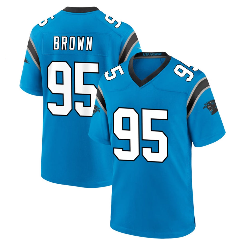 C.Panthers #95 Derrick Brown Player Blue Home Game CBdoa Stitched Jerseys