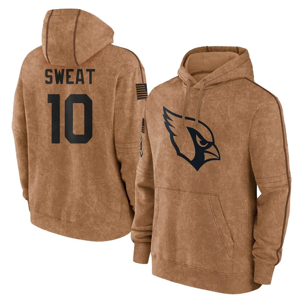 A.Cardinals #10 Josh Sweat Player Brown Limited Salute to Service Pullover Hoodies Game CBdoa Stitched Jerseys