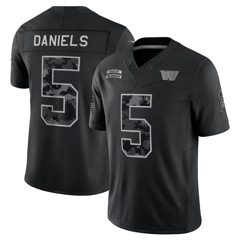 CBdoa W.Commanders #5 Jayden Daniels Player Black Limited 2026 Salute to Service Home Game Stitched Jerseys