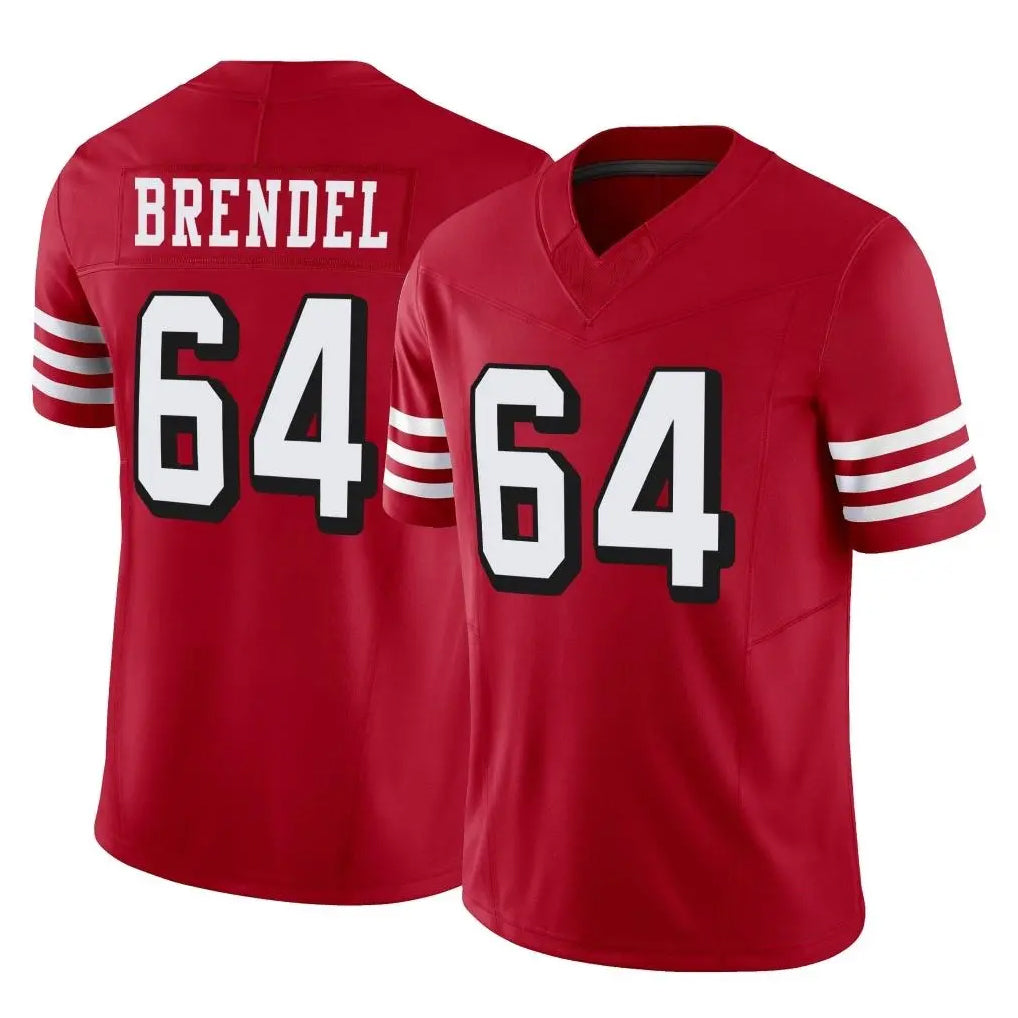 SF.49ers #64 Jake Brendel Player Red Limited Alternate Vapor F.U.S.E. Home Game CBdoa Stitched Jerseys