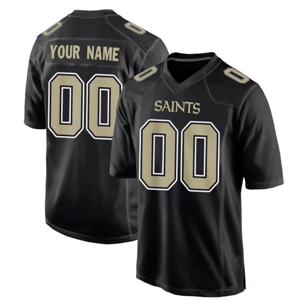 Custom NO.Saints Black Carbon Fashion Home Game Any Name & Numbers CBdoa Stitched Jerseys