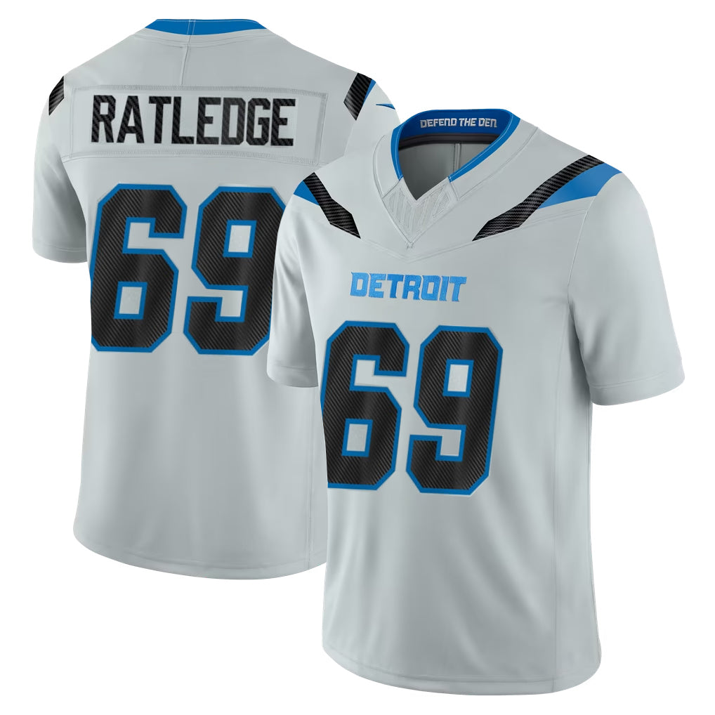 D.Lions #69 Tate Ratledge Player Silver Limited 2026 Rivalries Collection Home Game CBdoa Stitched Jerseys