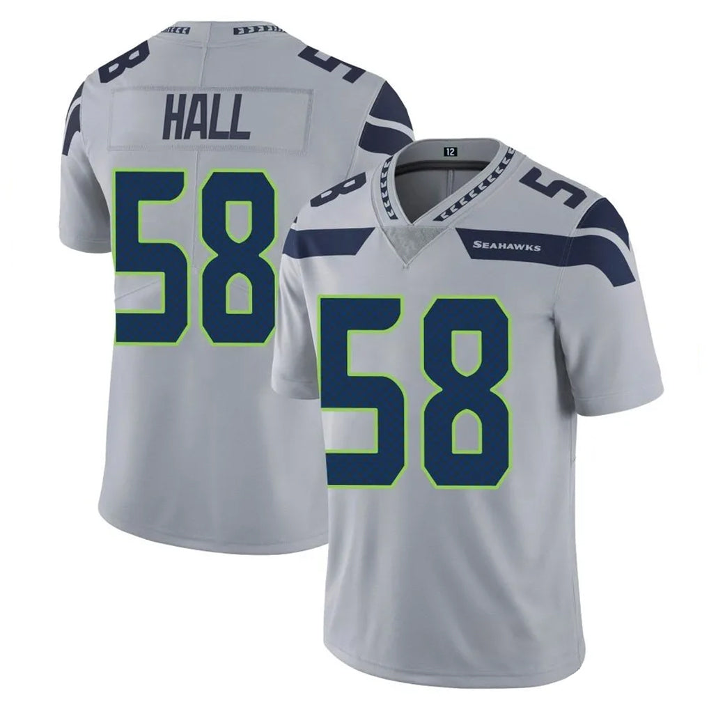 S.Seahawks #58 Derick Hall Player Gray Limited Vapor Untouchable Home Game CBdoa Stitched Jerseys
